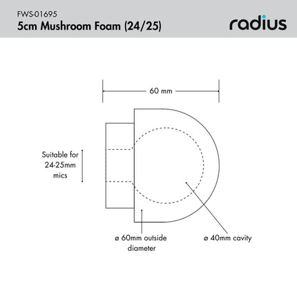 5cm MKH50 Mushroom Mic Foam, 24/25
