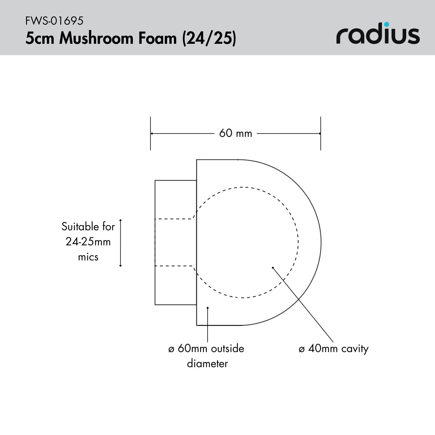 5cm MKH50 Mushroom Mic Foam, 24/25